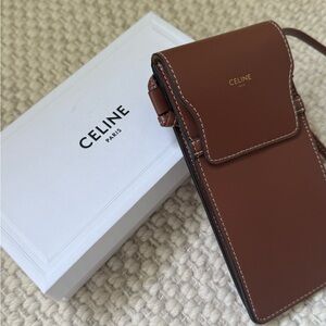 Celine Mini Crossbody Wallet in Brown and Tan